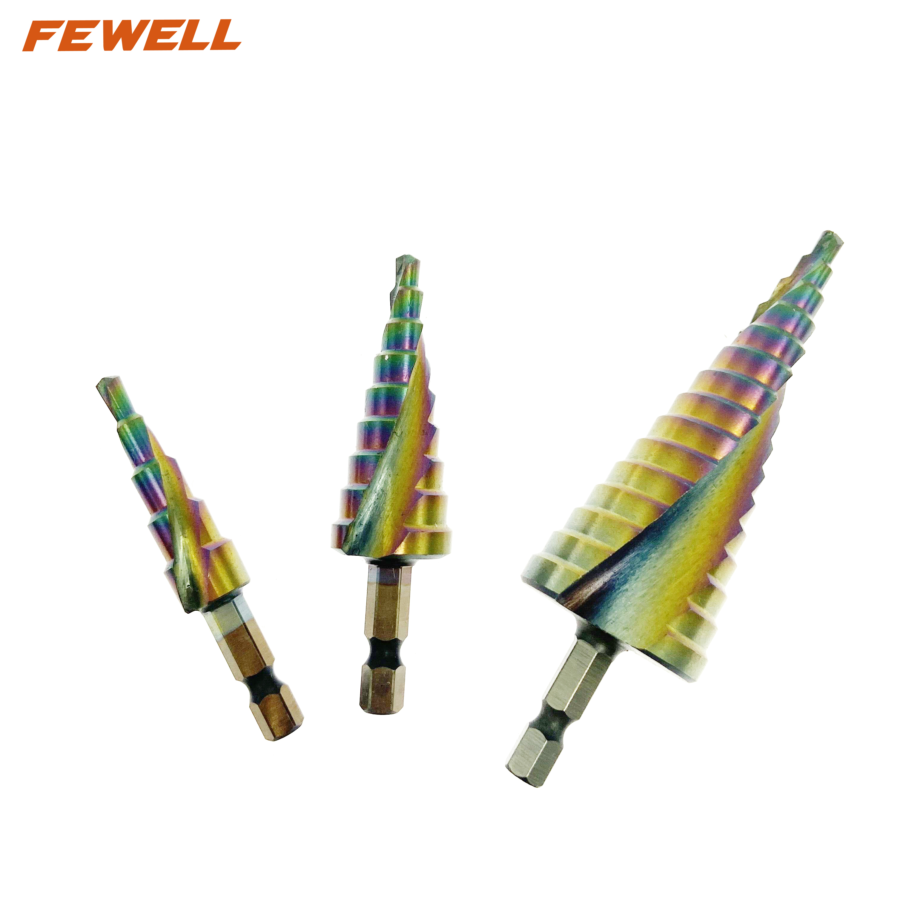 3 ADET 4-12mm 4-20mm 4-32mm HSS M35 Altıgen Şaft Elektrikli El Aletleri spiral flüt Titanyum Adım Matkap Uçları Metal Sondaj için