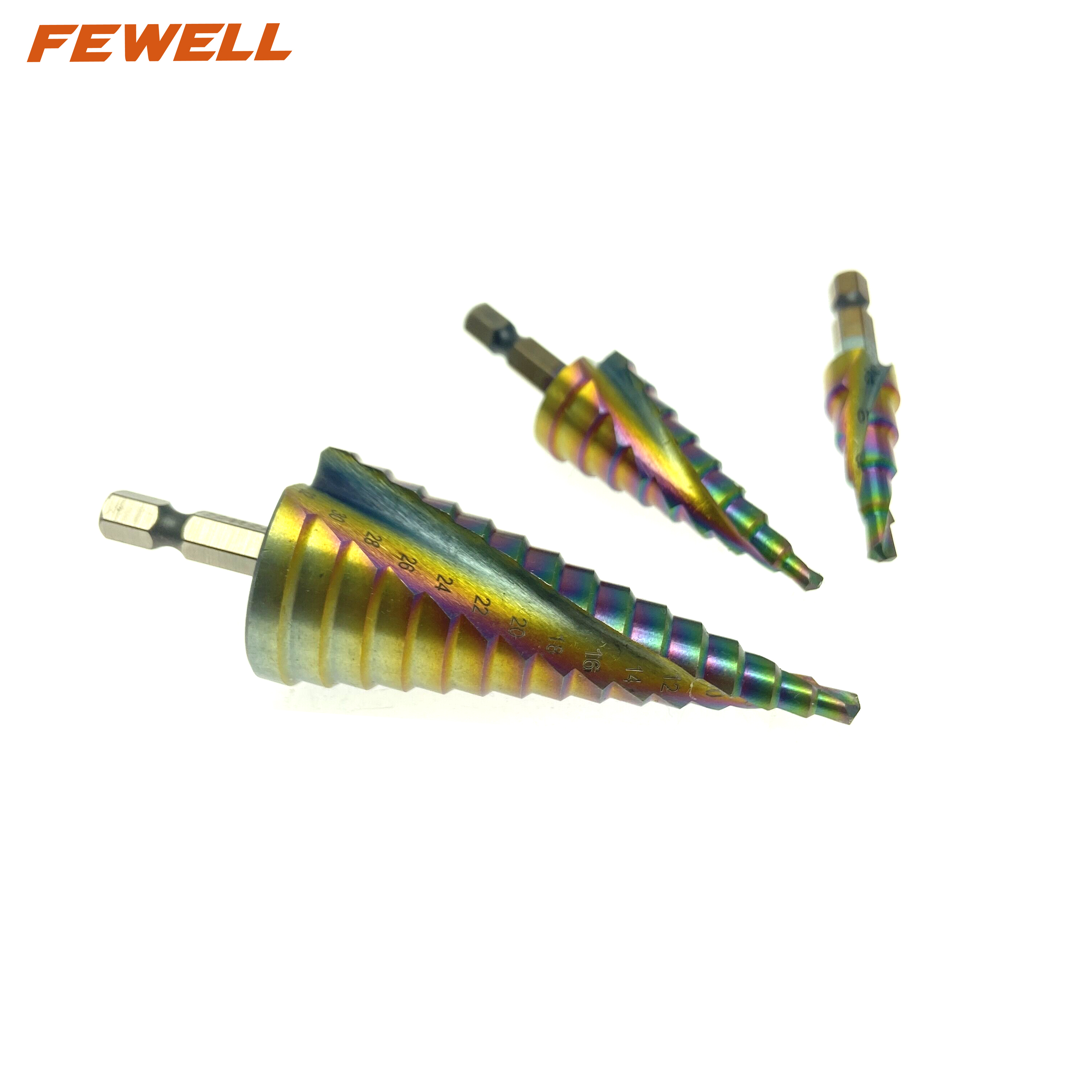 3 ADET 4-12mm 4-20mm 4-32mm HSS M35 Altıgen Şaft Elektrikli El Aletleri spiral flüt Titanyum Adım Matkap Uçları Metal Sondaj için