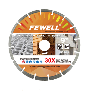 Genel amaçlı, taş, tuğla ve beton için 230*7*22.23mm Sıcak Pres 9 inç elmas testere bıçağı