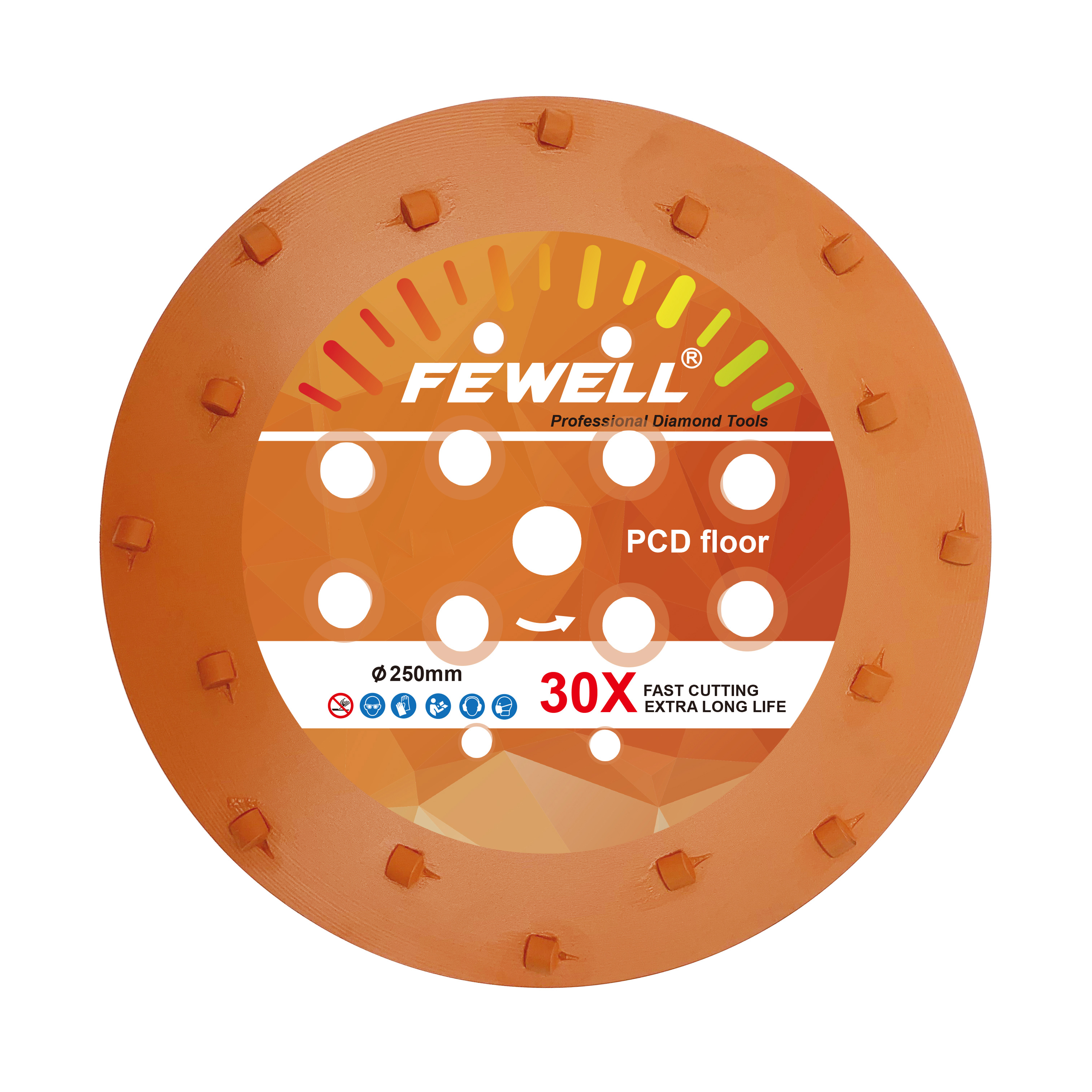 PCD zemin için birinci sınıf Gümüş Lehimli 10 inç bileme 250mm turuncu elmas tekerlek taşlama diski