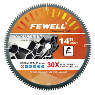 Alüminyum kesmek için Premium Grade Fewell marka 14 inç 350 * 120T * 25.4mm dairesel tct testere bıçağı